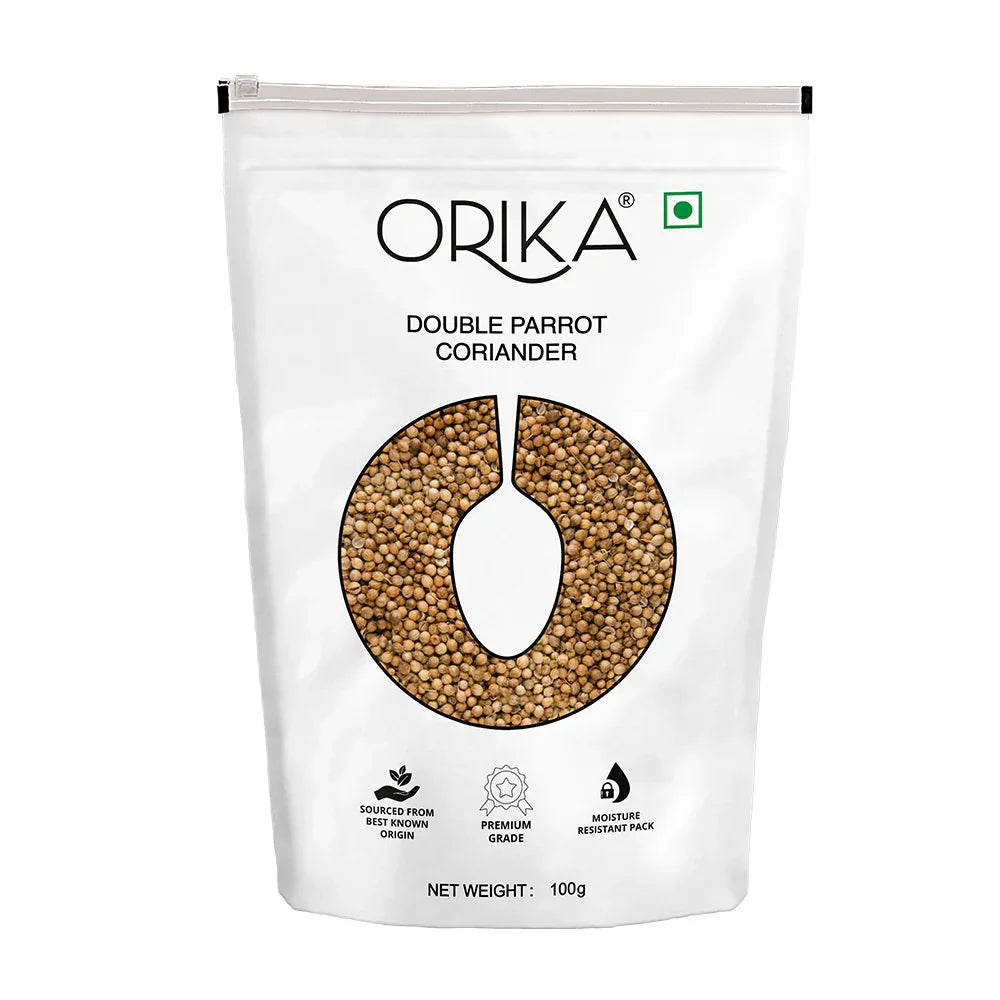 Orika's 'Double Parrot' Coriander Whole, 100g - Orika Spices India